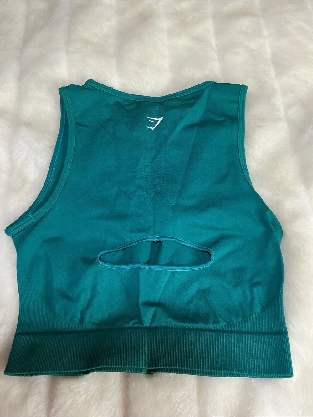Gymshark seamless crop with back cut out teal green size small